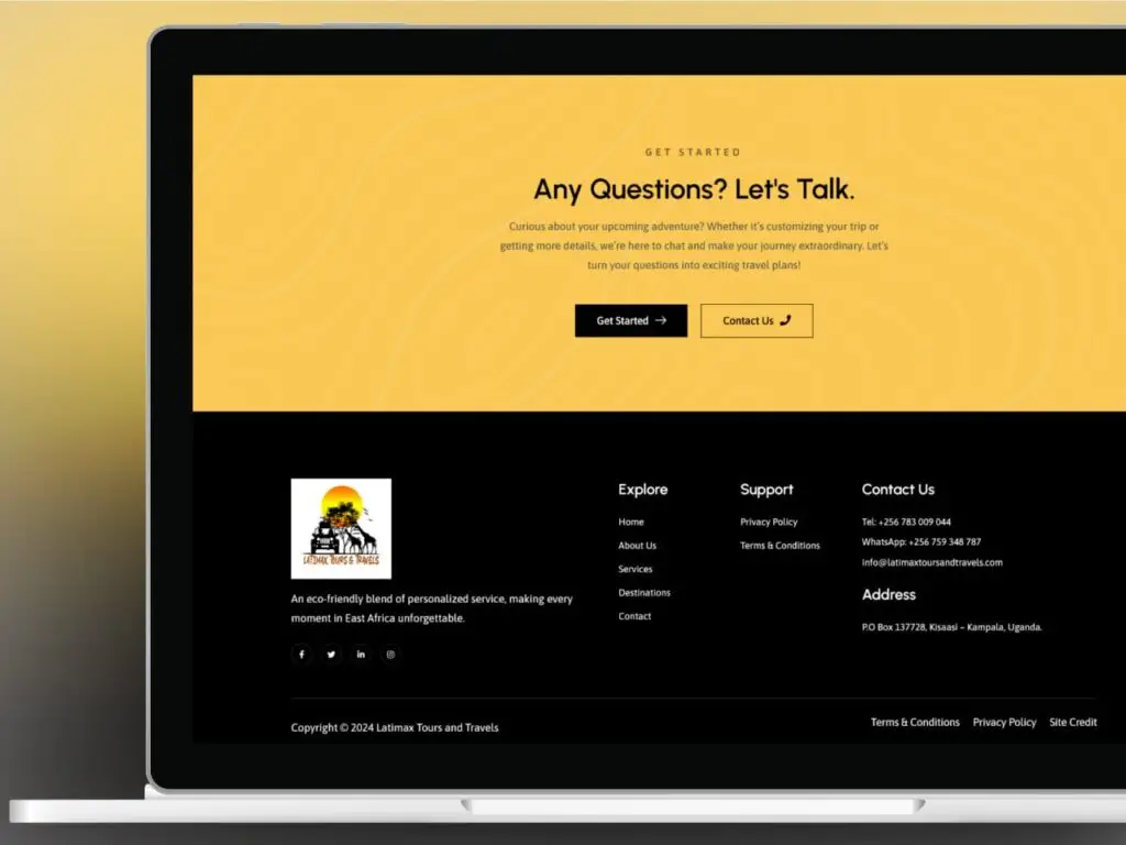 Latimax Tours and Travels website homepage